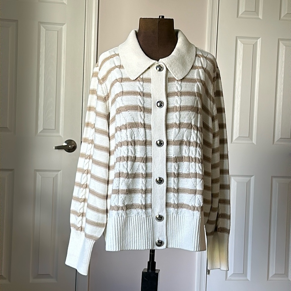 Talbots Cable Knit Long Sleeve Cardigan Button-Up Sweater Size 3Xp
